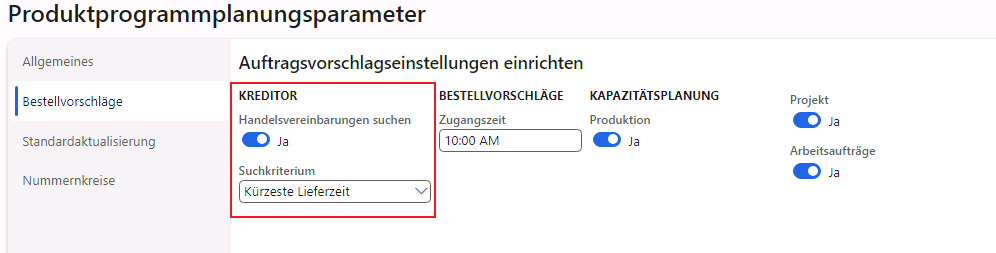  Screenshot der Seite „Produktprogrammplanungsparameter“