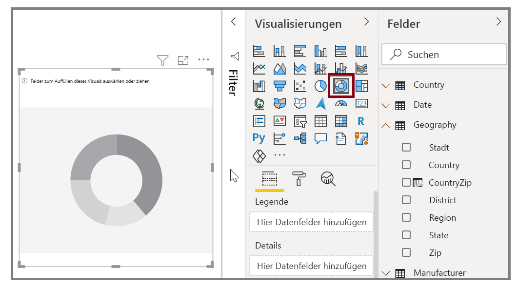 Screenshot eines im Bereich „Visualisierungen“ ausgewählten Visuals.