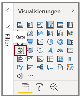 Abbildung der Schaltfläche „Karte“ im Bereich „Visualisierungen“.