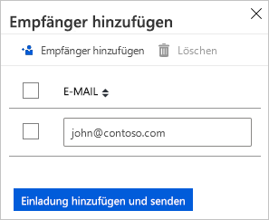 Add recipients control in the Azure portal to send e-mail notifications.