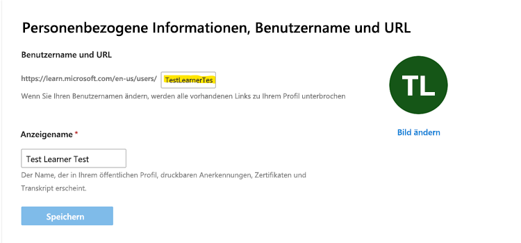 Learn-Profilbenutzername