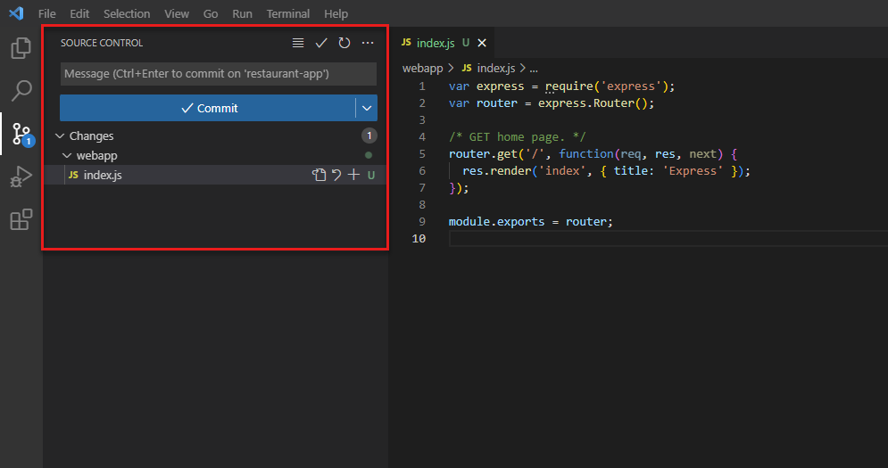 Screenshot von Visual Studio Code in der Ansicht 