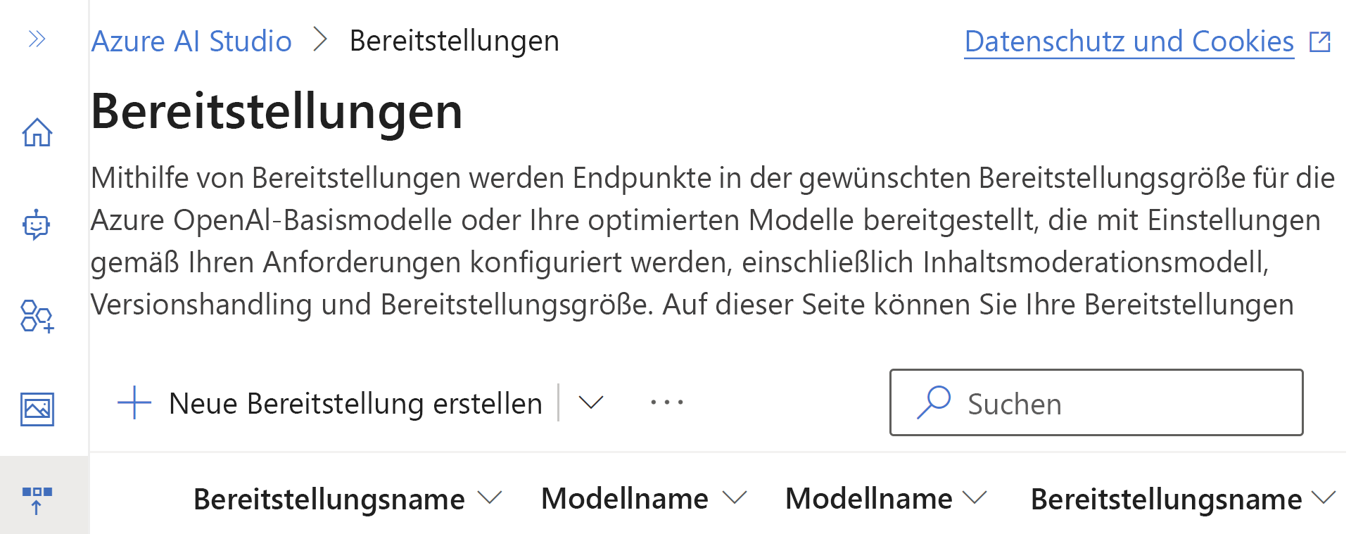 Screenshot: Azure OpenAI-Bereitstellungsseite