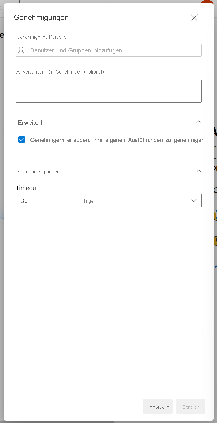 Screenshot: Anpassen einer Genehmigung in Azure Pipelines