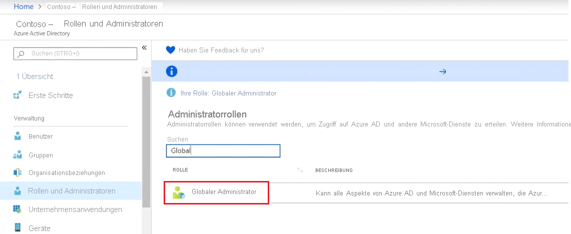 Diagramm mit der Rolle des globalen Administrators in Microsoft Entra ID.