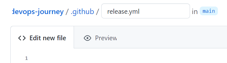 Screenshot zum Erstellen der Datei release.yml auf GitHub.