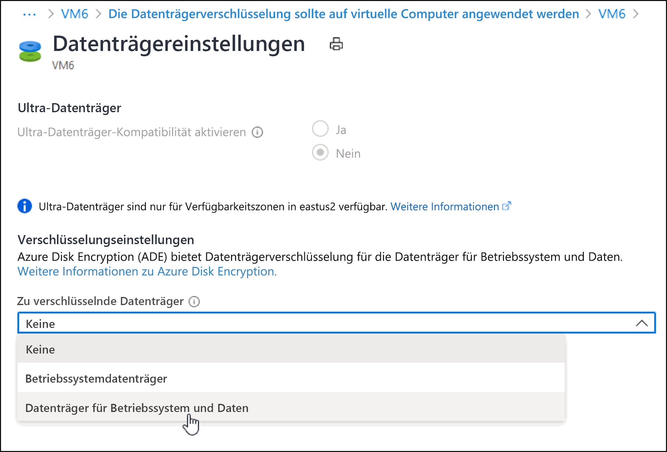 Screenshot: Aktivieren der Verschlüsselung über die Registerkarte „Sicherheit“.