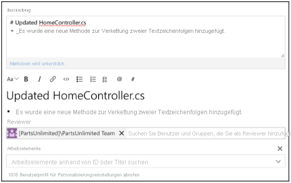 Diagramm der Erstellung einer Pullanforderung.