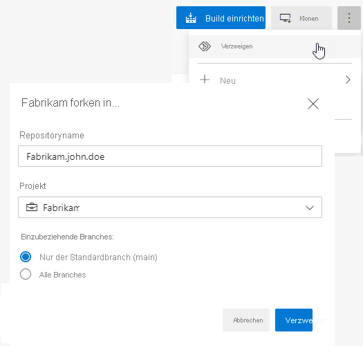 Diagramm mit „Erstellen der Verzweigung“.