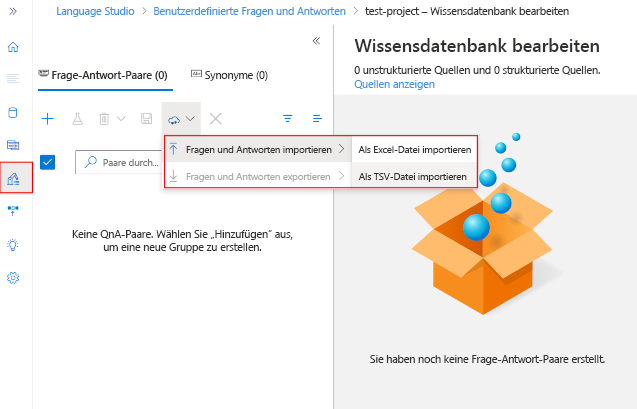 A screenshot showing how to import a file with question and answer pairs.