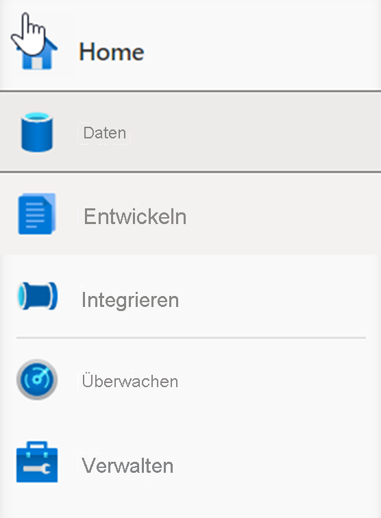 Navigating hubs in Azure Synapse Studio