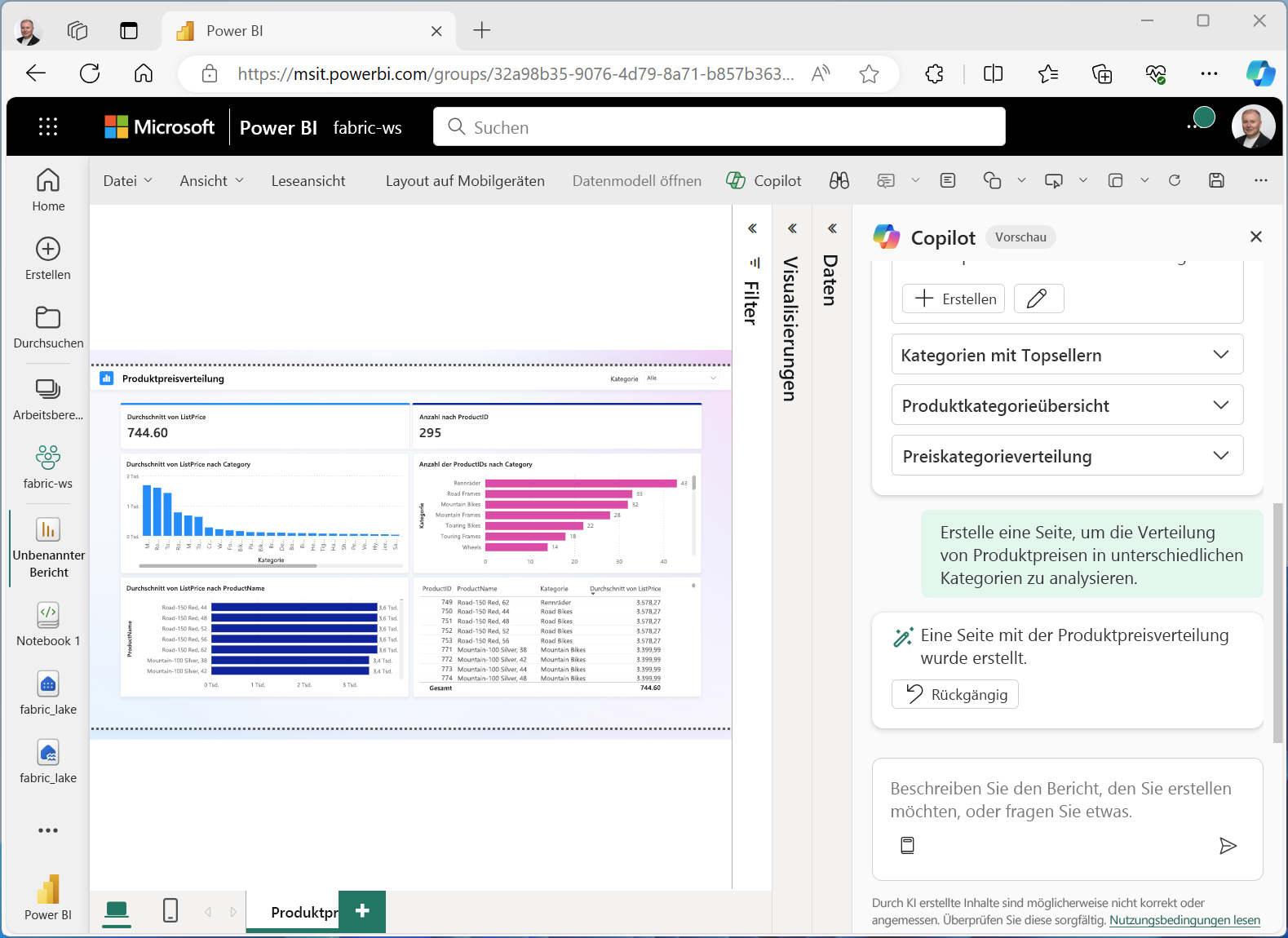 Screenshot: Copilot in Power BI.