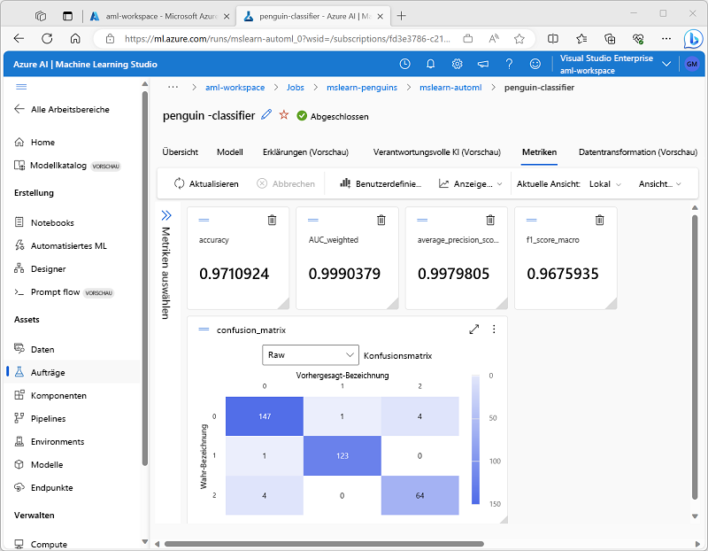 Screenshot: Azure Machine Learning Studio