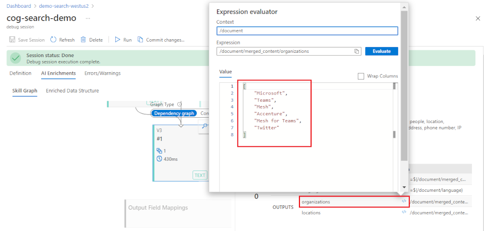 A screenshot of the Expression evaluator.