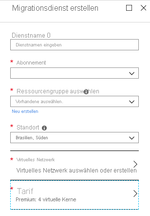 Image showing Create Migration Service