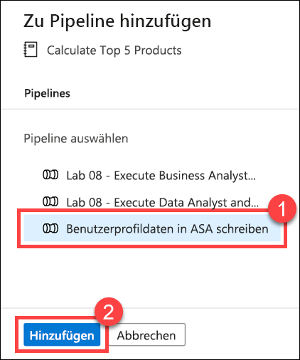 Die Pipeline ist ausgewählt.