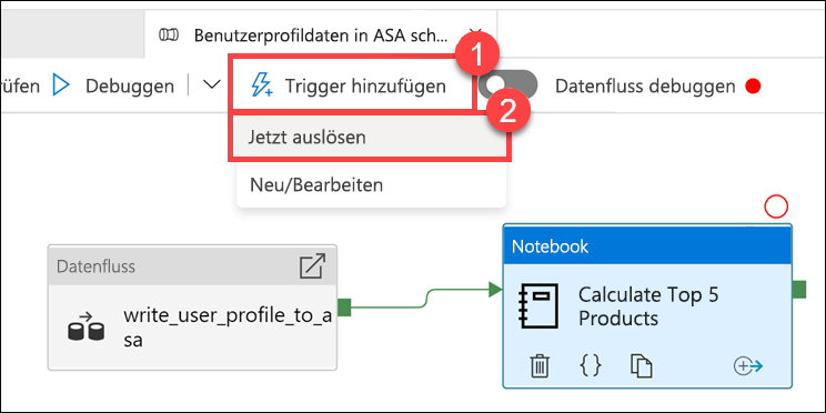 Das Menüelement für Trigger ist hervorgehoben.