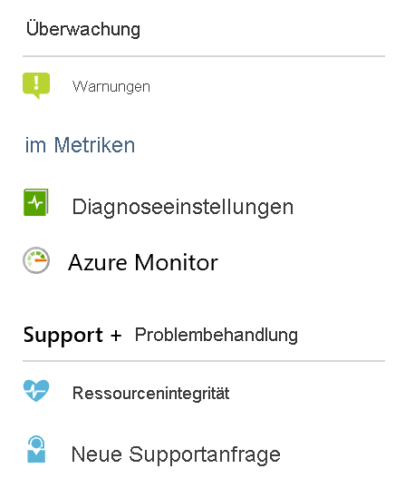 Die Überwachungsoptionen im Azure-Portal