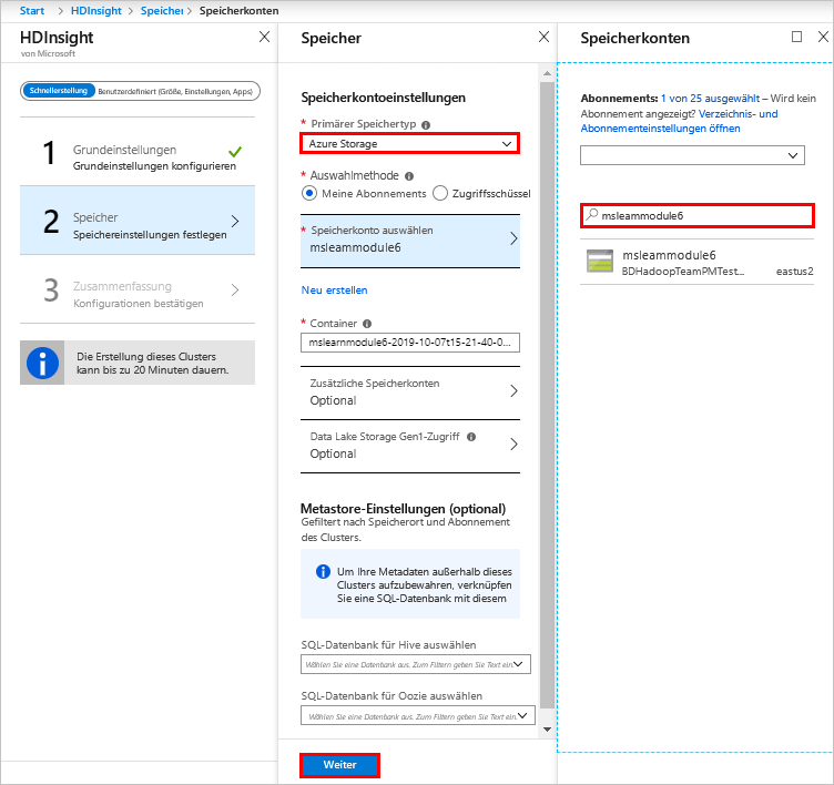 Speicherseite im Azure-Portal.