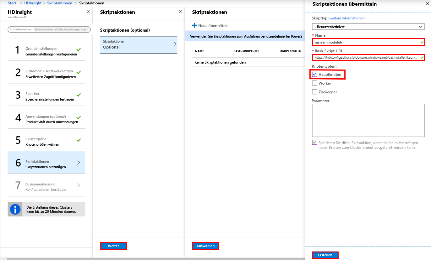 Seite „Skriptaktionen“ im Azure-Portal.