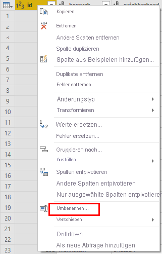 Umbenennen von Spalten in Power BI