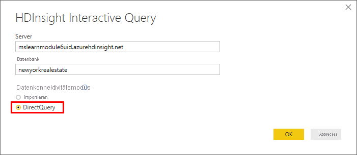 Herstellen einer Verbindung mit HDInsight in Power BI
