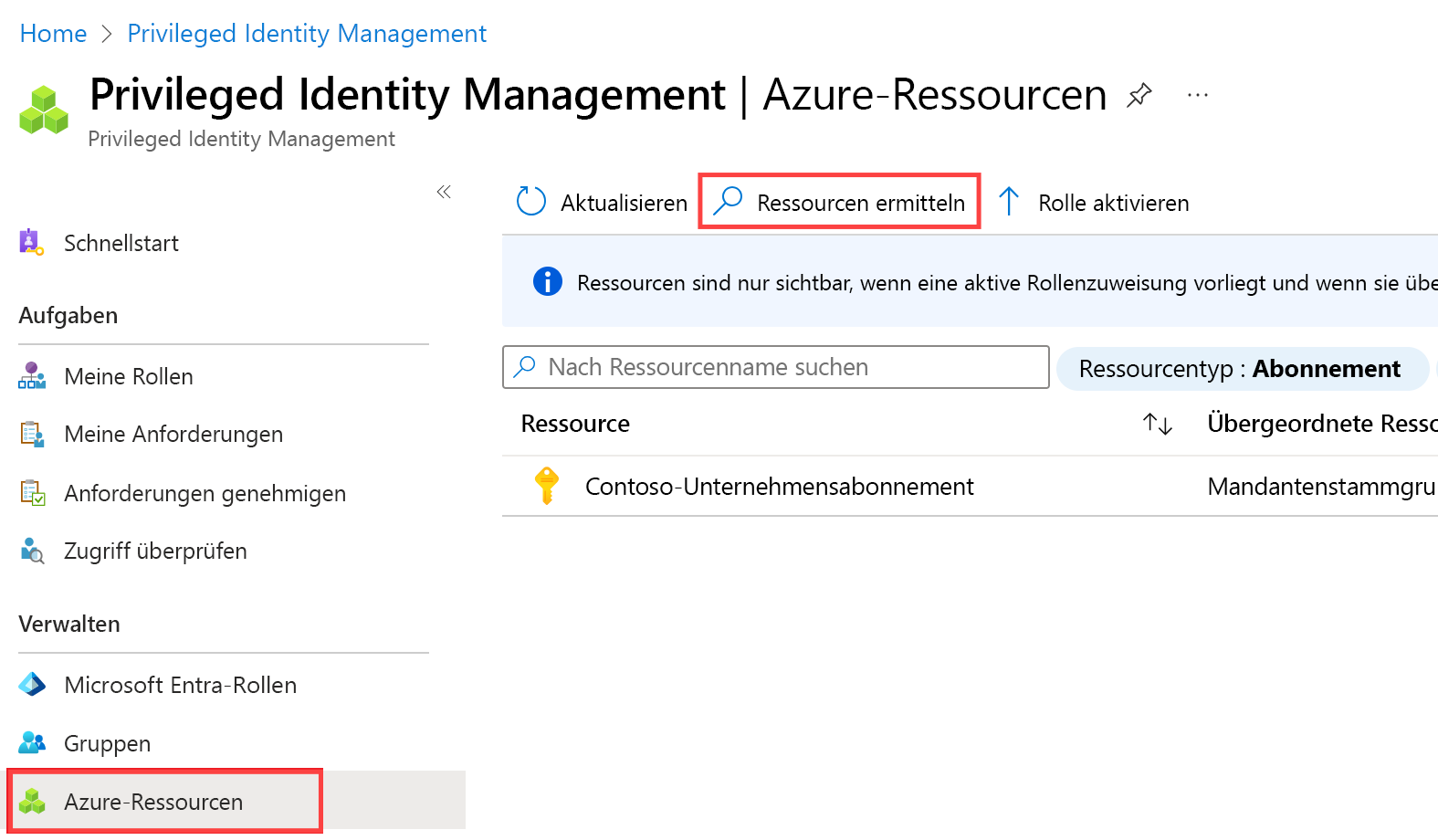 Screenshot of the resource filters within the Azure resources page. Resources that are one currently managed.