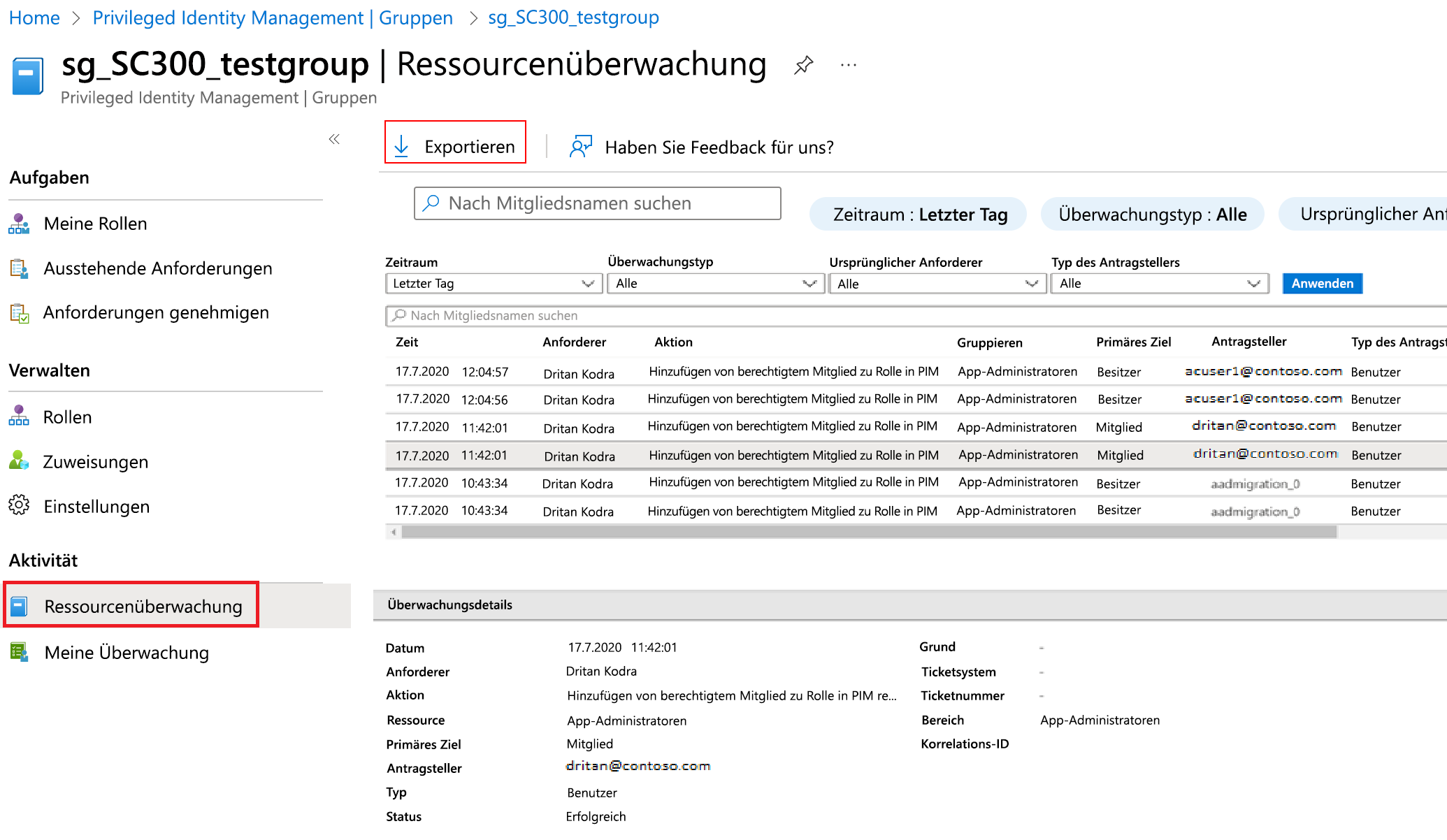 Screenshot of the Resource audit list with the available filters displayed.