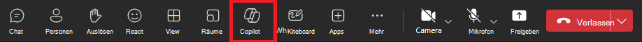 Screenshot des Copilot-Symbols in einer Teams-Besprechung