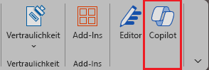 Screenshot des Copilot-Symbols im Word-Menüband