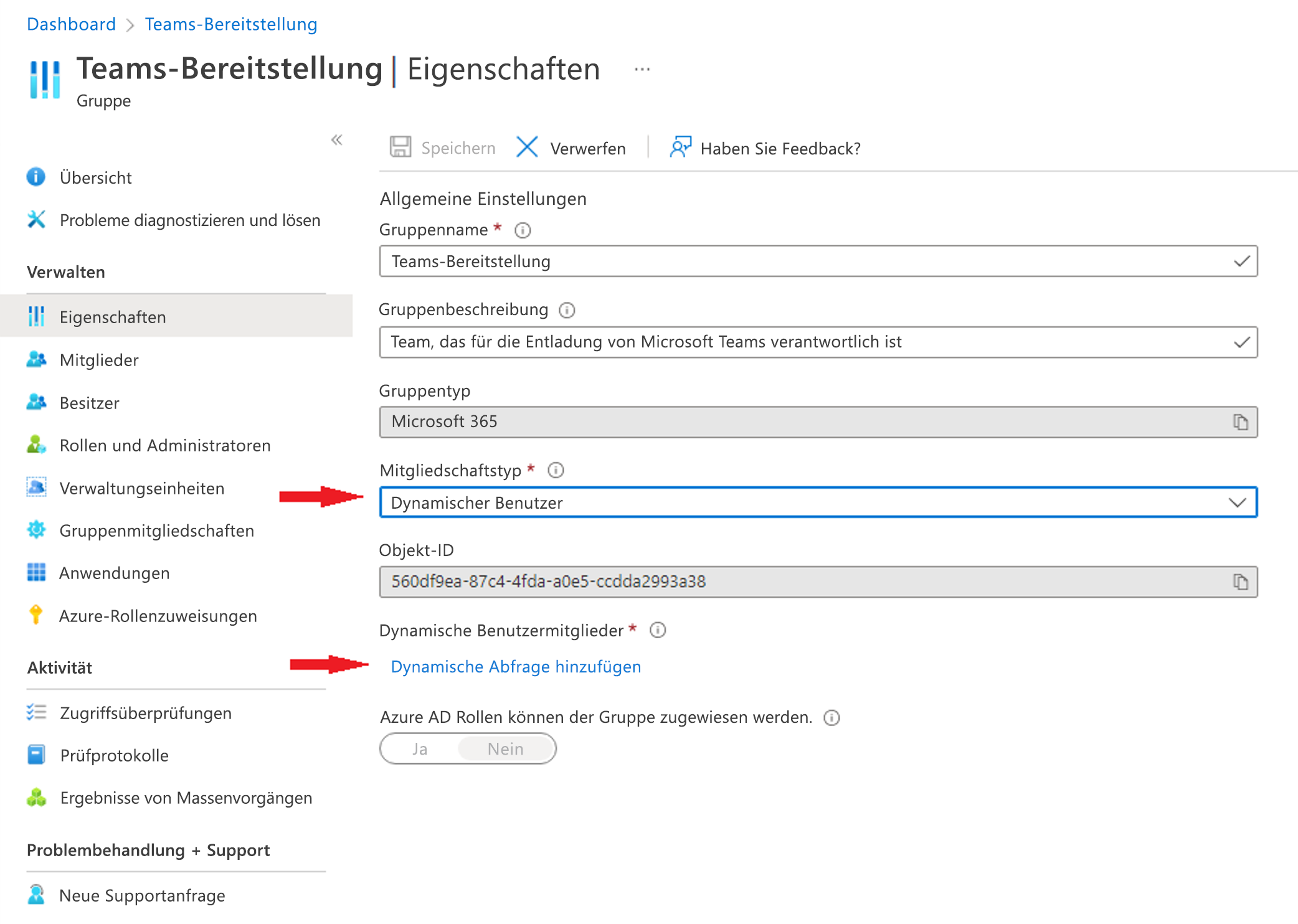 Screenshot: Mitgliedschaftstyp in Microsoft Entra ID