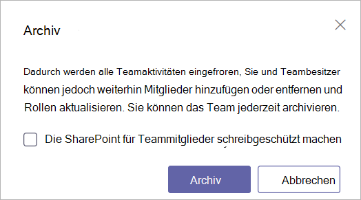  Screenshot der Teams-Archivnachricht.