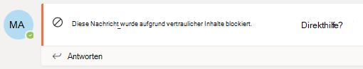 Screenshot „Nachricht blockiert“.