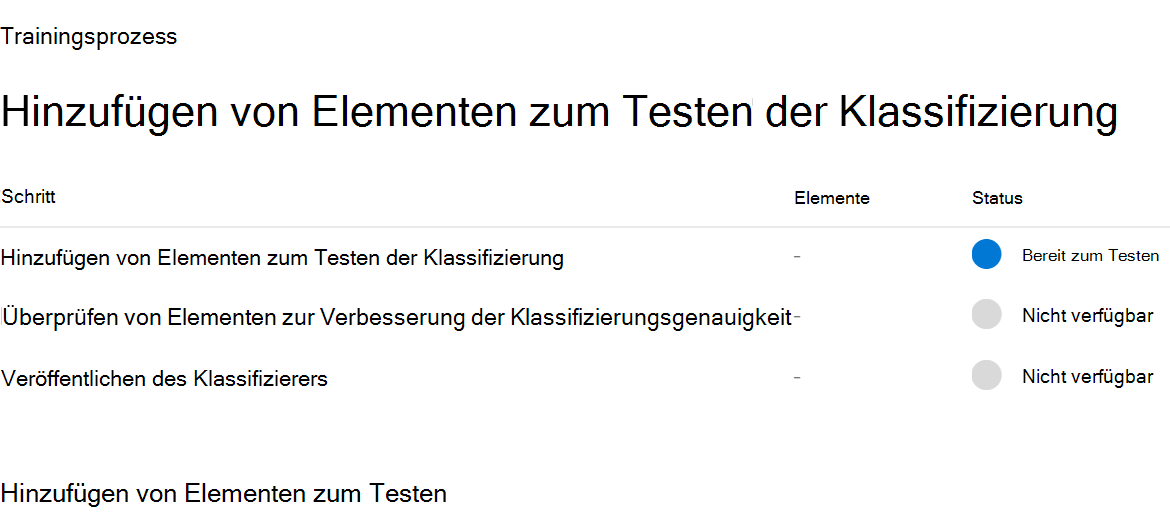 Screenshot der Detailseite für den ausgewählten Klassifizierer.