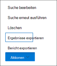 Screenshot des Menüs „Aktion“ mit hervorgehobener Option „Ergebnisse exportieren“.