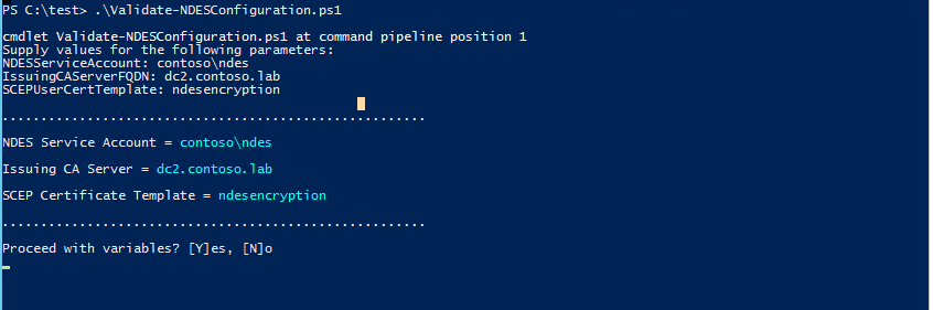 Screenshot der Ausführung des Skripts in PowerShell.