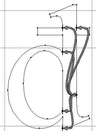 Screenshot showing an outline of the Croatian d. Arrows indicate links for one parent point on the stem to multiple child points in the outline.