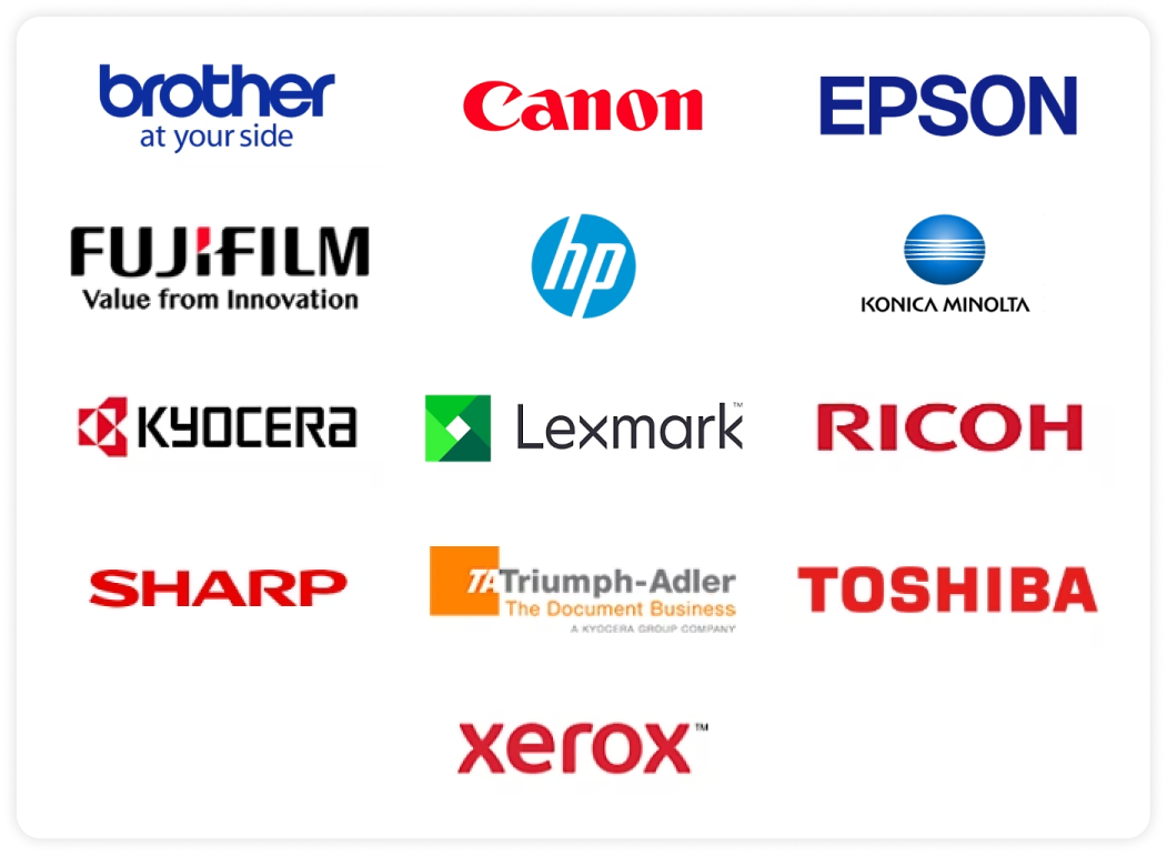 Logos von Hardwarepartnern für Universal Print