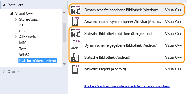 Screenshot mit statischen und dynamischen freigegebenen Bibliotheken.