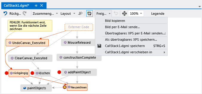 Share call stack code map with others