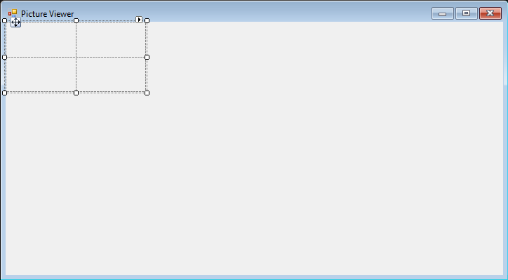 Screenshot zeigt das Formular mit dem hinzugefügten TableLayoutPanel-Steuerelement.