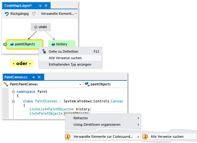 Code map - Find all references