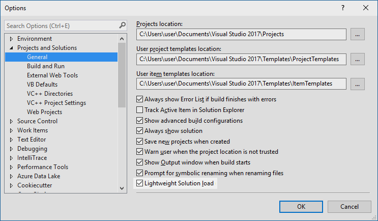 Das neue Feature „Lightweight-Ladevorgang für Projektmappen“ in der Visual Studio-IDE