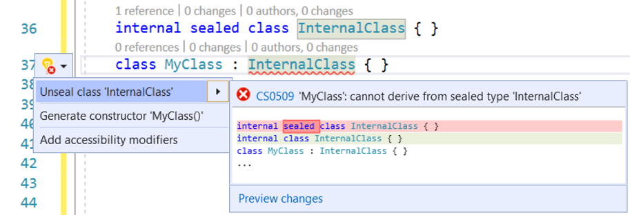 Entsiegeln eines Klassen-Codefix