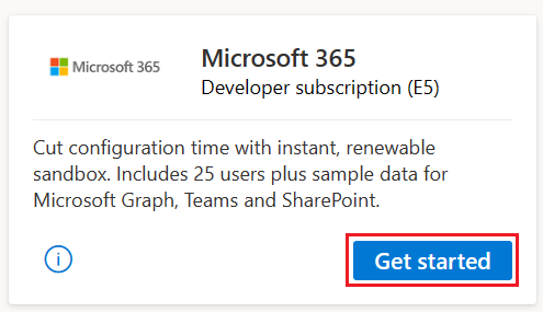 Kachel „Microsoft 365-Entwickler“