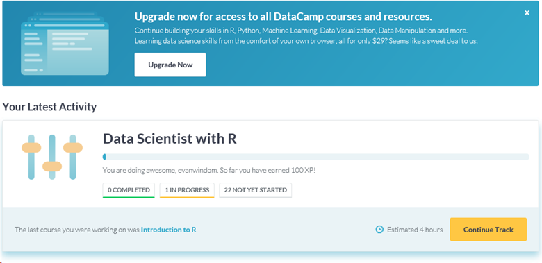 DataCamp:Schulung fortsetzen