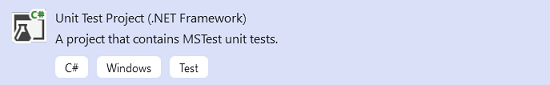 Screenshot: NetFramework-Testprojekt in Visual Studio.