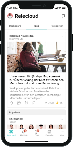 Abbildung des Feeds in der mobilen App.