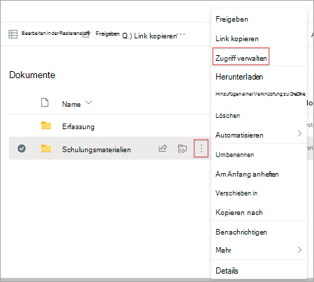 Dokumentbibliotheksseite in SharePoint mit der Option 