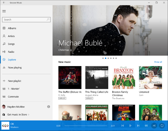 Darstellung der Groove Music-Anwendung im hellen Modus